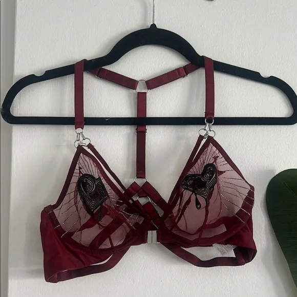 Thistle and Spire Red Strappy Mesh Bra - Picture 1 of 3